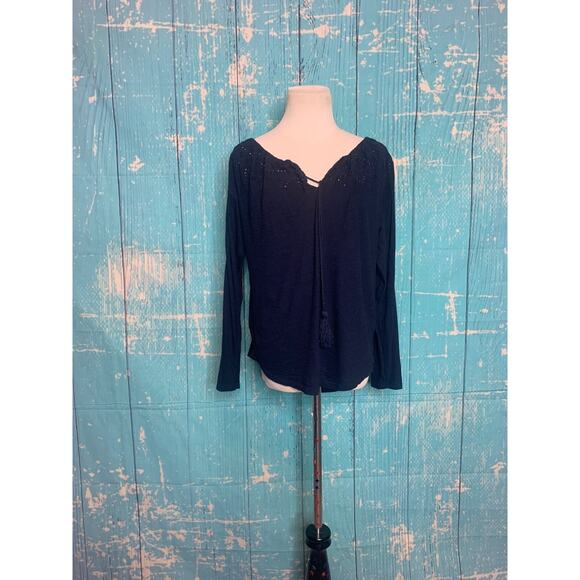 Loft black long sleeves boho tunic top size XS - Picture 7 of 7